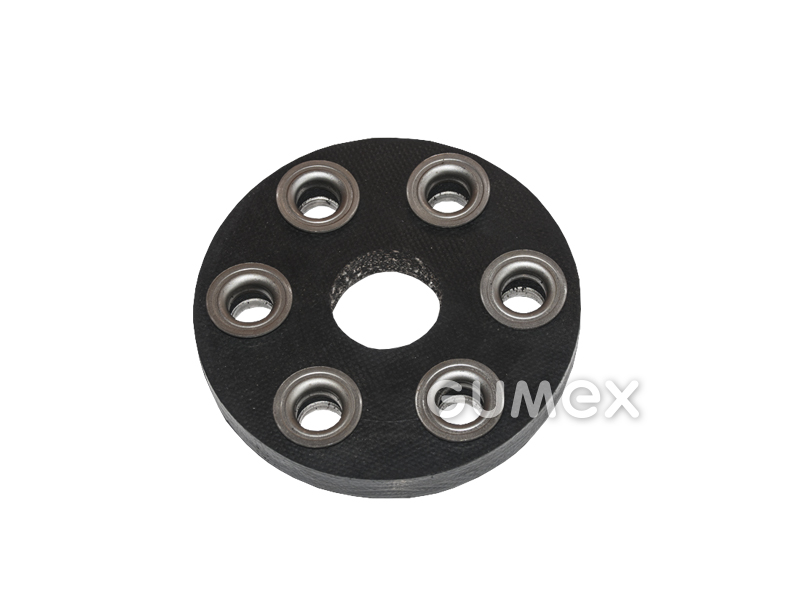 Hardy Kupplung armiert mit Knöpfen, 95/12mm, 6x Loch 10mm, Abstand 65mm, Innenloch 35mm, 
